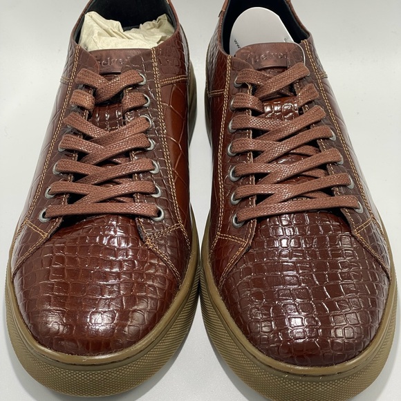 Belvedere Studio Bernardo II Cognac Croc Embossed Leather Sneakers Men’s 9.5 New - Picture 6 of 7